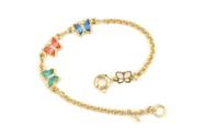 Pulseira infantil banhada a ouro 18k com borboletas coloridas - tam.14 5506801414