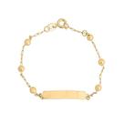Pulseira Infantil Bebê Chapinha Com Bolinha Ouro 18k 750