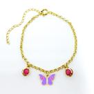 Pulseira Infantil Borboletinha Resinada com Pedras Folheado a Ouro