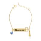 Pulseira Infantil com Figa e Nome Menino Banho Ouro