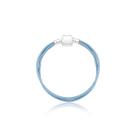Pulseira Infantil Cordão de Algodão Azul Revestida em Prata