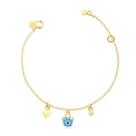 Pulseira Infantil Coroa De Resina Folheada A Ouro