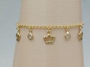 Pulseira infantil coroa elo português banhado a Ouro