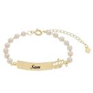 Pulseira infantil coroa perola personalizada a laser banhado