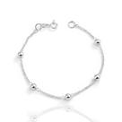 Pulseira Infantil Criança Prata Maciça 925 Bolinha
