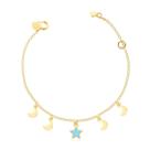 Pulseira Infantil Estrelinha Luas de Resina Folheada A Ouro