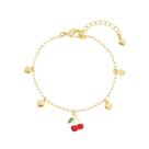 Pulseira infantil Menina cereja banhado a ouro 18k