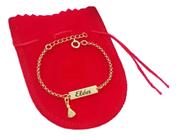 Pulseira Infantil Nome Bebe Nossa Senhora Banhada A Ouro 18k