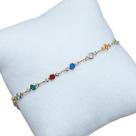 Pulseira Infantil Pedra Zirconia Colorida Banhada A Ouro 18k