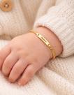 Pulseira Infantil Personalizada com Nome Gravado a Laser Folheada a Ouro 18k ou Prata 925 Recém Nasc