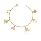 Pulseira Infantil Prata 15cm Berloques Princesa - Banhado a Ouro 18K Pulseira Infantil Prata 15cm Berloques Princesa - Banhado a Ouro 18K