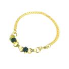 Pulseira Infinite 2 zircônias preta e duas correntes banhada a ouro 18k feminina semijoia
