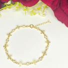 Pulseira Infinite cristais de lado com trevo de tubo banhada a ouro 18k feminina semijoia