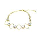 Pulseira Infinite quadrados e pedra zircônia 5mm feminina semijoia banhada a ouro18k
