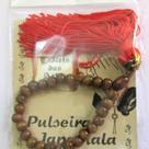 Pulseira japamala madeira escura cordão vermelho