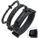 Pulseira Kit 03 GRATIDÃO Preto Strap Plug Ajustável e Esferas
