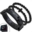 Pulseira Kit 03 LIVRAI-ME DO MAL AMÉM Preto Strap Plug Ajustável Esferas