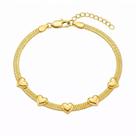 Pulseira Laminada 5 corações lisos Banhado a Ouro