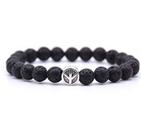 Pulseira Lava Stone com pingente de signo de paz unissex preta