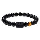 Pulseira Leo Zodiac com miçangas de ônix e pedra olho de tigre Pulseira Leo Zodiac com miçangas de ônix e pedra olho de tigre