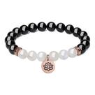 Pulseira Lotus Charm com ônix preto e miçangas de pedra da lua Pulseira Lotus Charm com ônix preto e miçangas de pedra da lua