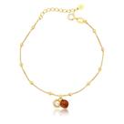 Pulseira Macadâmia Pequena com Pérola e Revestimento em Ouro