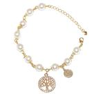 Pulseira Madrinha Árvore Da Vida Com Strass Folheado A Ouro