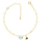 Pulseira Madrinha Elo Azul Claro Inicial Folheado A Ouro18k