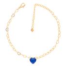 Pulseira Madrinha Elo Pedra Azul Royal Folheado A Ouro 18k