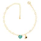 Pulseira Madrinha Elo Pedra Verde Inicial Folheado