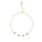 Pulseira Madrinha Pedra Navete Verde Folheado A Ouro 18k