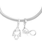 Pulseira Mãe e Filha Berloque Banhado a Prata 925 Pulseira Mãe e Filha Berloque Banhado a Prata 925