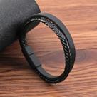 Pulseira Magnética Masculina De Couro PU Multi-Estilo De Duas Camadas Presente Empresarial