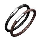 Pulseira Magnética Masculina Em Couro PU Preto E Marrom, Presente Elegante Para Homens, 2 Peças