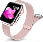 Pulseira Magnética para Apple Watch 42mm 44mm 45mm 49mm Aço Inoxidável Fecho Magnético Compatível com iwo e Outros Smart