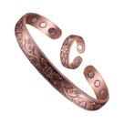 Pulseira magnética vintage flor anel pulseira conjunto pulseira ajustável para homem e mulher