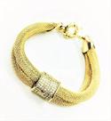 Pulseira Malha Bracadeira Cravejada Zirconias Banho Ouro 1901