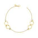 Pulseira Malha Veneziana Elos Intercalados Folheada A Ouro