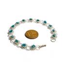 Pulseira Margarida Apatita Azul Natural Prateado Pedra