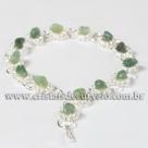 Pulseira Margarida com Pedra Rolada de Quartzo Verde Prateado - 10 Unidades