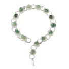Pulseira Margarida Pedra Quartzo Verde Montagem Prateado