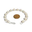 Pulseira Margarida Quartzo Leitoso Natural Rolada Prateado