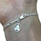 Pulseira Masculina 3x1 3mm Pingente Iemanjá Prata 925 Maciça