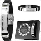 Pulseira Masculina Aço Inox Pai Nosso Placa original silicone qualidade premium moda masculina estilosa ajustavel prata