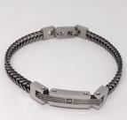 Pulseira Masculina Aço Trançado Com Placa e Zircônia Central Pulseira Masculina Aço Trançado Com Placa e Zircônia Central