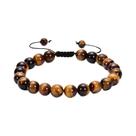Pulseira Masculina Ajustável De 8mm Com Olho De Tigre Natural E Pedra Vulcânica, Feita À Mão, Da