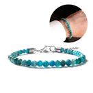 Pulseira masculina ajustável, pedras naturais apatita, esferas de 6mm