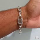 Pulseira Masculina Cadeado Fecho Gaveta Prata 925 Italiana 10mm Joia Exclusiva