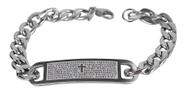 Pulseira Masculina com Placa Oração Pai Nosso Aço Inox Prateada