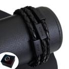 Pulseira Masculina Couro Ajustável Foco Força Fé Coragem Ajustável com a Caixa (Case) Promocional